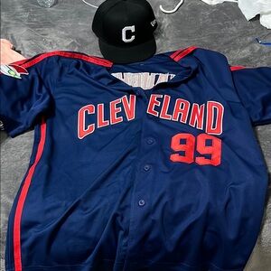 Blue and Red Cleveland Baseball Jersey